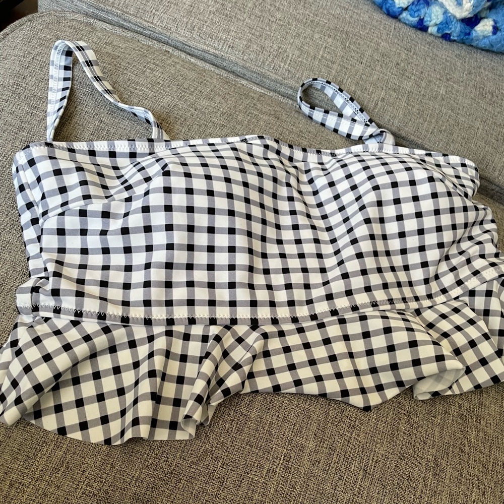 Cupshie black white gingham bathing suit suit bralette top removable padding Lg